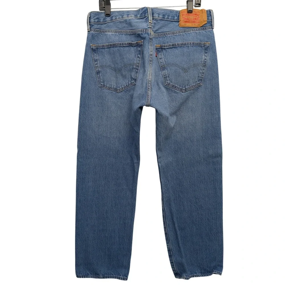 Levis 501 Original Fit Jeans Mens 36x30 Blue Medium Wash Straight Leg‎ Denim